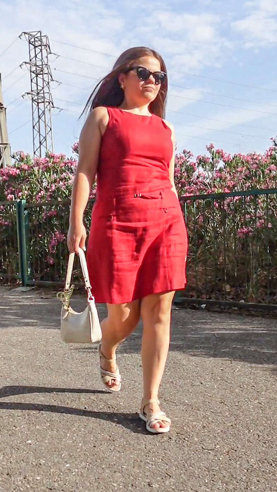 Beautiful linen dress for Petites | Glam, but first coffee